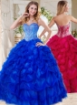 Exclusive Blue Big Puffy Quinceanera Dresses with Beading and Pick Ups