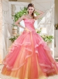 Fashionable Rainbow Big Puffy Quinceanera Dress with Ruffles Layers and Beading
