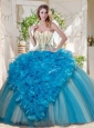 Visible Boning Really Puffy Quinceanera Dress with Ruffles and Beading