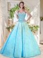 Beautiful A Line Aqua Blue Quinceanera Dress with Beading and Appliques