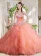 New Arrivals Beaded and Ruffled Big Puffy Quinceanera Dress with Orange