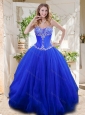 New Style See Through Sweetheart Blue Quinceanera Dresses with Beading