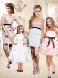 2016 The Super Hot Mini Length Bridesmaid Dress with Sashes and Ruffles
