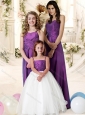 Beautiful Empire Floor Length Bridesmaid Dress in Eggplant Purple