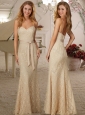 Exclusive Spaghetti Straps Beaded and Ribboned Cheap Dama Dress in Champagne