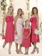 Lovely Straps Ruffles Layers Bridesmaid Dress with Tea Length
