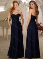 Sophisticated Empire Navy Blue Cheap Dama Dress with Beading