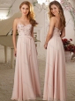 Artistic Applique Empire Baby Pink Cheap Dama Dress with Spaghetti Straps