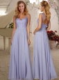 Beautifu See Through Beaded Lavender Cheap Dama Dress in Chiffon