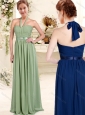 Elegant Halter Up Floor Length Bridesmaid Dress with Sashes and Ruching