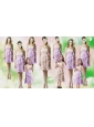 Feminine Chiffon Mini Length Bridesmaid Dresses with Handle Made Flower and Ruffles
