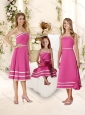 Lovely Beaded Hot Pink Bridesmaid Dress with Knee Length