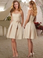 Lovely Strapless Champagne Cheap Dama Dress with Beading and Sashes