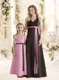 Modest Empire Halter Top Bridesmaid Dress with Ruching and Belt