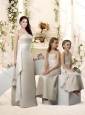 Simple Empire Lvory Bridesmaid Dresses with Sashes