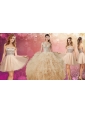 Elegant V Neck Ruffled Quinceanera Dress and Fashionable Sequined A Line Dama Dress in Champagne