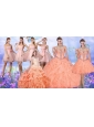 Fashionable Straps Orange Quinceanera Dress and Latest Square Mini Quinceanera Dress and Classical Beaded and Ruffled Prom Dress and Beautiful Tulle Short Dama Dresses