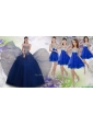 Gorgeous Beaded Navy Blue Quinceanera Dress and Fashionable Straps Sequined Dama Dress