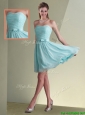 Cheap Strapless Chiffon Short Dama Dress with Belt and Ruching
