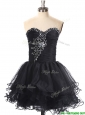 Modest Best Selling Beaded Black Prom Dress in Organza