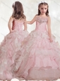 New Style  Beaded and Ruffled Layers Little Girl Pageant Dress with Straps