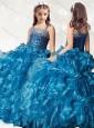 Luxurious Beaded and Ruffled Mini Quinceanera  Dress in Teal