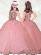 Most Popular Straps Beaded Mini Quinceanera Dress in Watermelon Red