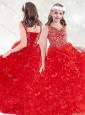 New Arrivals V Neck Rolling Flowers Mini Quinceanera  Dress in Red