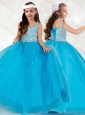 Hot Sale Straps Aqua Blue Mini Quinceanera  Dress with Beading