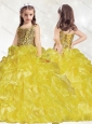 New Style Beaded and Ruffled Little Girl Pageant Dress with Brush Train
