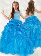 New Style Beaded and Ruffled Little Girl Pageant Dress with See Through Scoop
