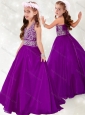 New Style  Halter Top A Line Purple Little Girl Pageant Dress with Beading