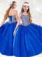 New Style Halter Top Beading Little Girl Pageant Dress in Royal Blue