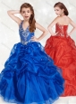New Style Halter Top Blue Little Girl Pageant Dress with Beading and Pick Ups
