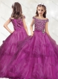 New Style Off the Shoulder Little Girl Pageant Dress with Beading and Ruffled Layers