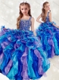 New Style Straps Rainbow Little Girl Pageant Dress with Beading and Ruffles