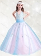 New Style V Neck Rainbow Little Girl Pageant Dress with Beading