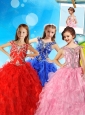Beautiful Beaded and Ruffled Mini Quinceanera Dress with Off the Shoulder