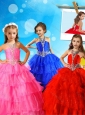 New Arrivals Halter Top Big Puffy Mini Quinceanera Dress with Beading and Ruffled Layers