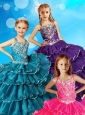Discount Beaded and Ruffled Layers Little Girl Pageant Dress with Straps