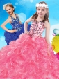 Fashionable V Neck Big Puffy Little Girl Pageant Dress with Beading and Ruffles