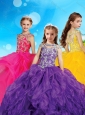 Gorgeous Scoop Cap Sleeves Little Girl Pageant Dress with Beading and Ruffles