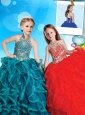 Romantic Halter Top Really Puffy Little Girl Pageant Dress with Beading and Ruffles