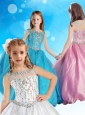 Beautiful See Through Beaded Bodice Little Girl Pageant Dress with Zipper Up