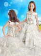 Discount Cap Sleeves Beaded Little Girl Pageant Dress with Off the Shoulder