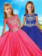 Fashionable Beaded Scoop Little Girl Pageant Dress with Cap Sleeves