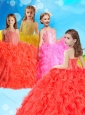 Gorgeous Beaded and Ruffled Little Girl Pageant Dress with Halter Top