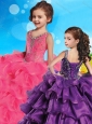 Hot Sale V Neck Beaded and Ruffled Layers Little Girl Pageant Dress