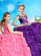 Latest Asymmetrical Neckline Little Girl Pageant Dress in Rolling Flowers