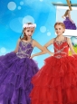 New Arrivals Beaded and Ruffled Layers Little Girl Pageant Dress with Straps